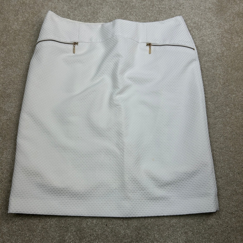 Jones Studio Pencil Skirt Womens 12 White Textured Waffle Career Workwear